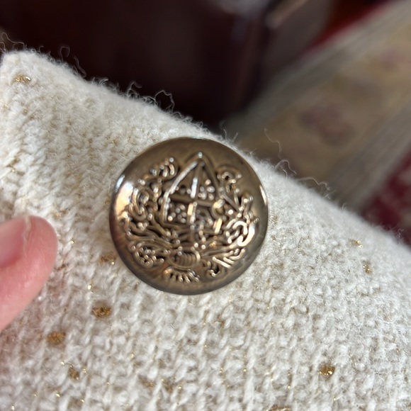 Kenneth Cole New York Double Breasted Wool Peacoat cream with gold speckles - Picture 3 of 8